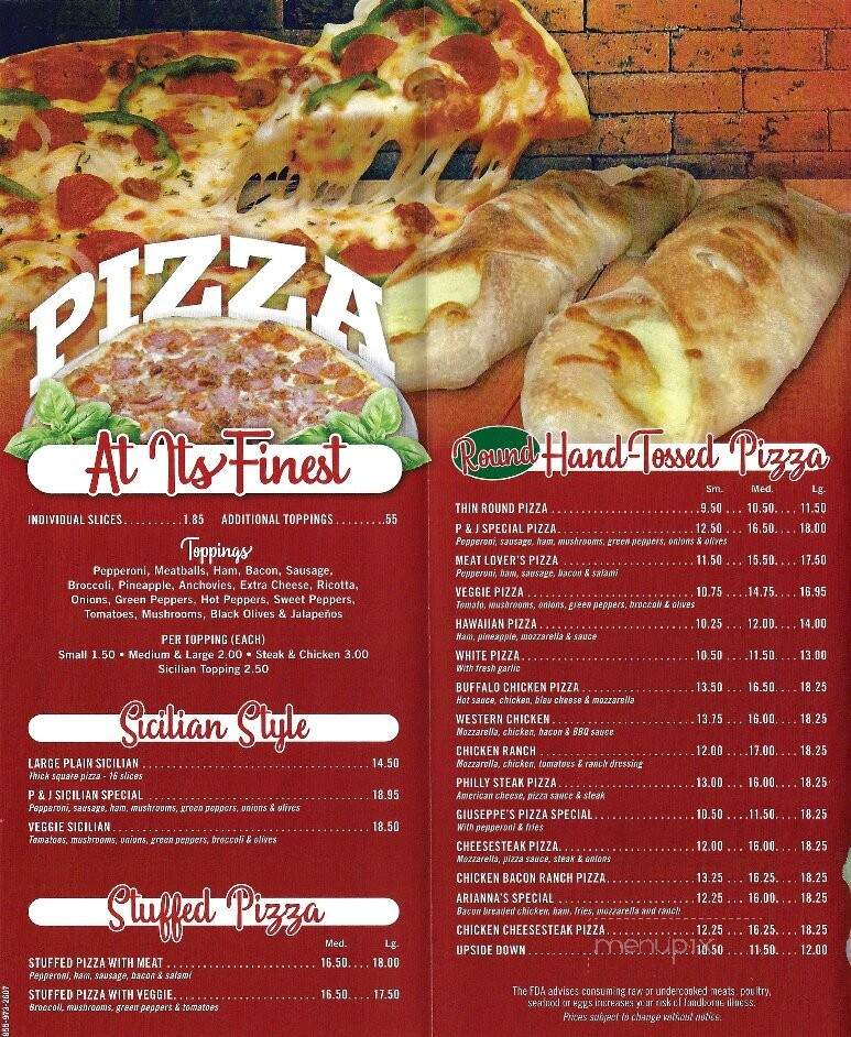 P & J Pizza - Elizabethtown, PA menu_pic