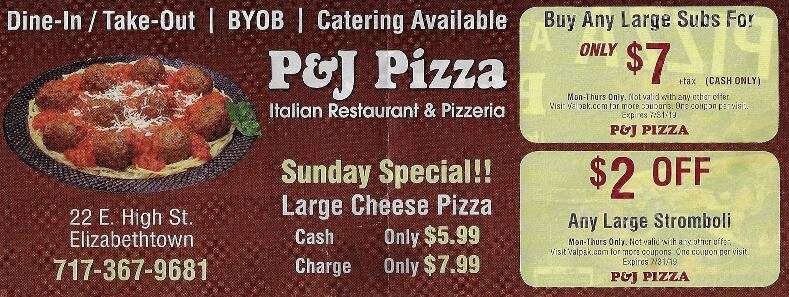 P & J Pizza - Elizabethtown, PA