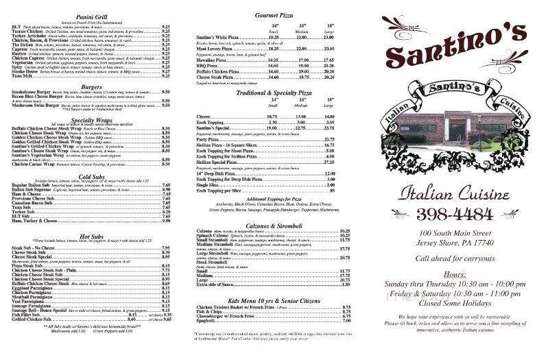 Santino's Italian Cuisine - Jersey Shore, PA
