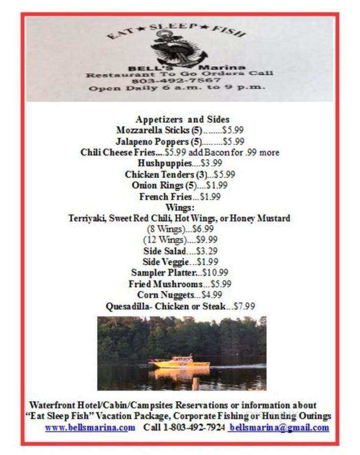 Bells Marina Restaurant - Eutawville, SC menu_pic