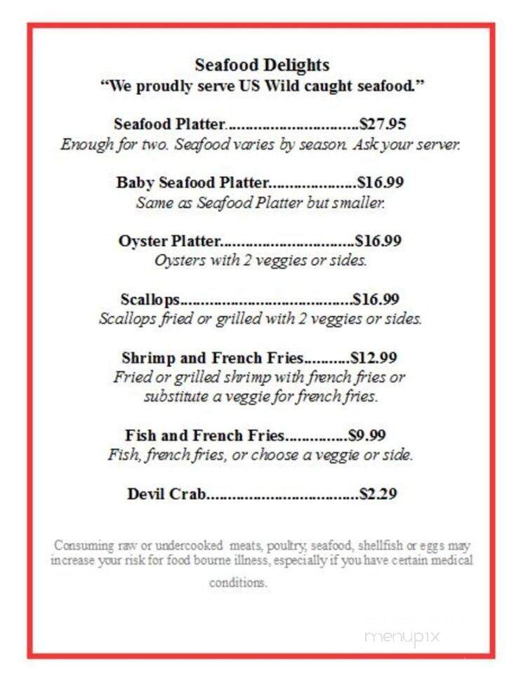 Bells Marina Restaurant - Eutawville, SC menu_pic