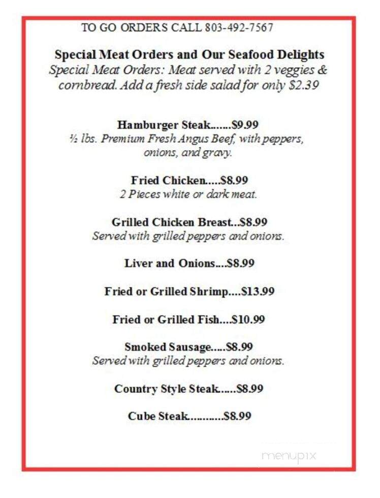Bells Marina Restaurant - Eutawville, SC menu_pic