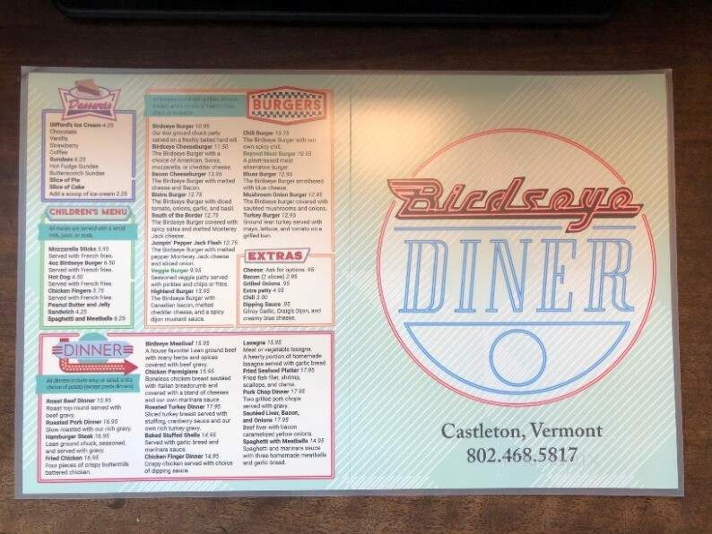 Birdseye Diner - Castleton, VT menu_pic