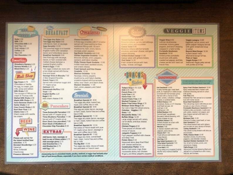 Birdseye Diner - Castleton, VT menu_pic