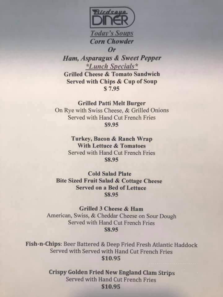 Birdseye Diner - Castleton, VT menu_pic