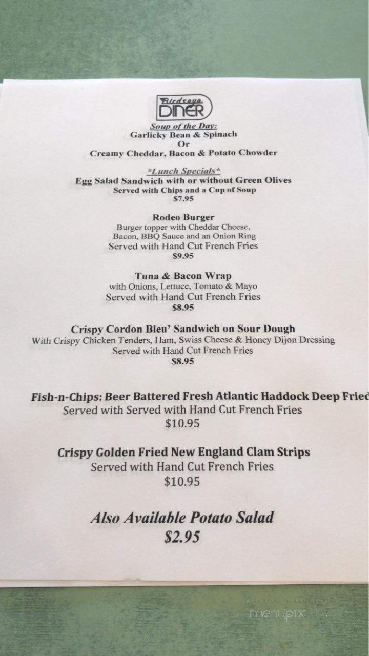 Birdseye Diner - Castleton, VT menu_pic