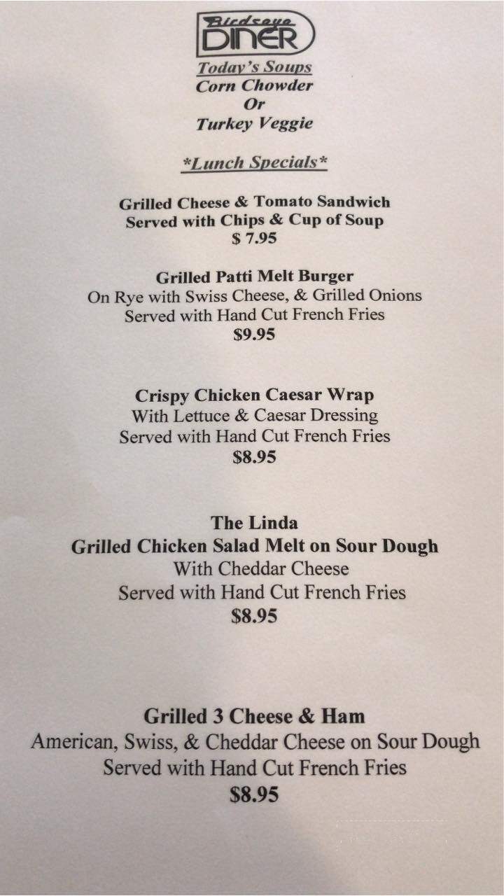 Birdseye Diner - Castleton, VT menu_pic