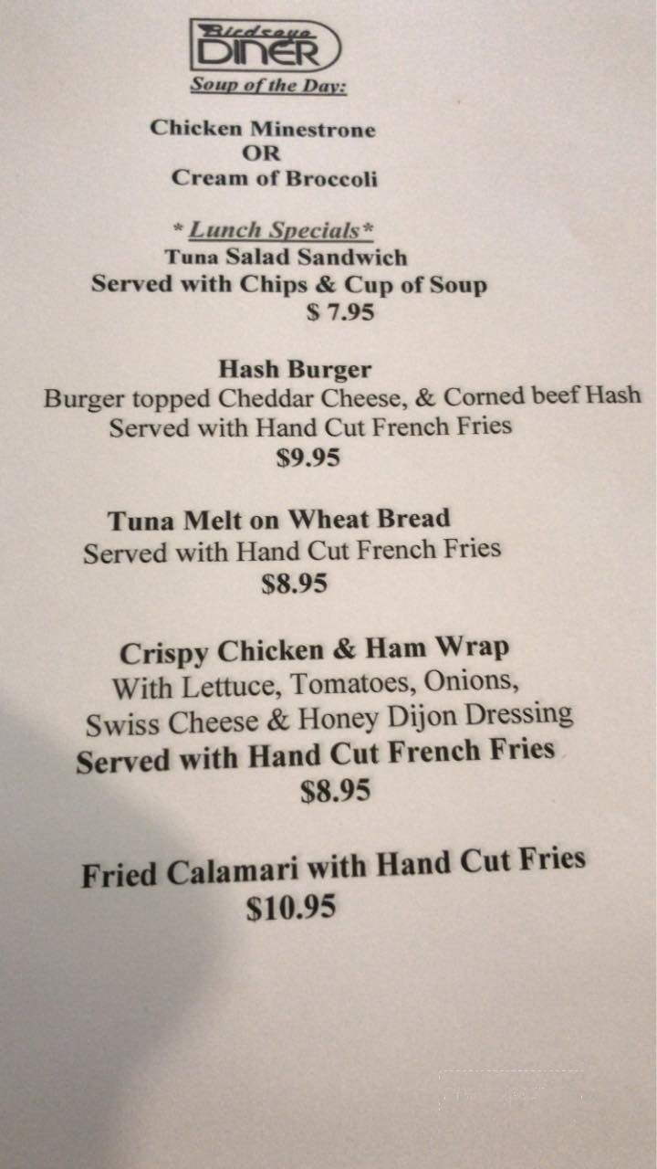 Birdseye Diner - Castleton, VT menu_pic