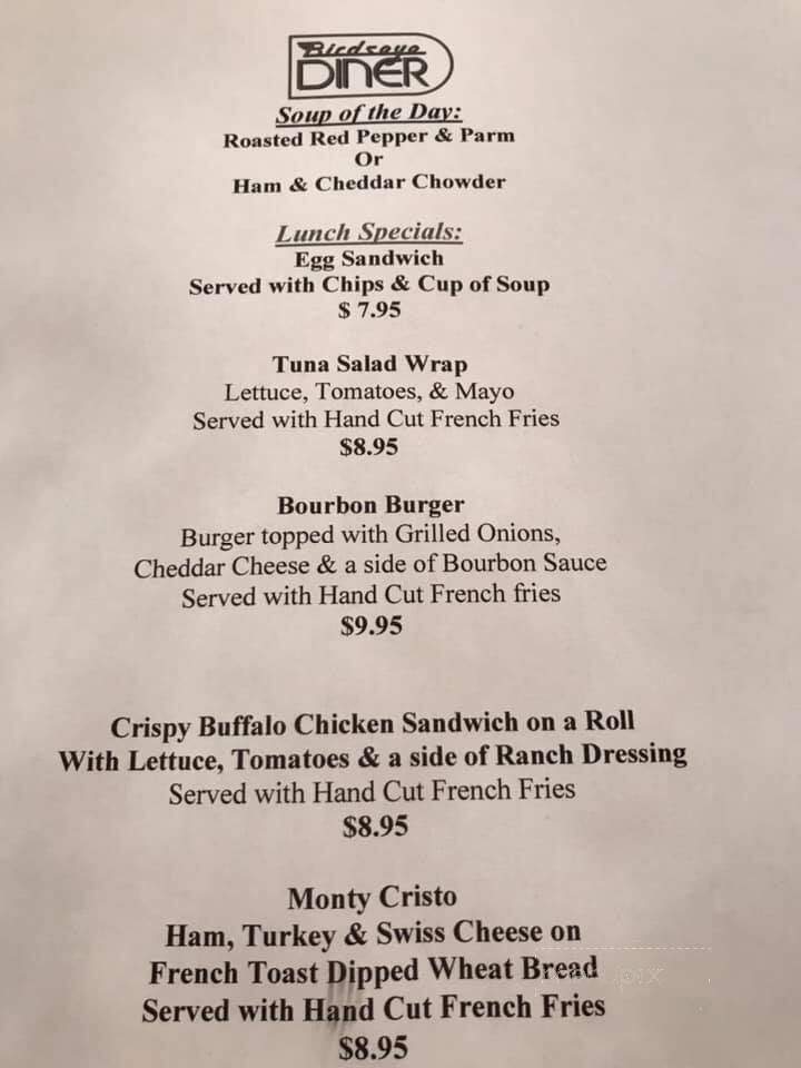 Birdseye Diner - Castleton, VT menu_pic
