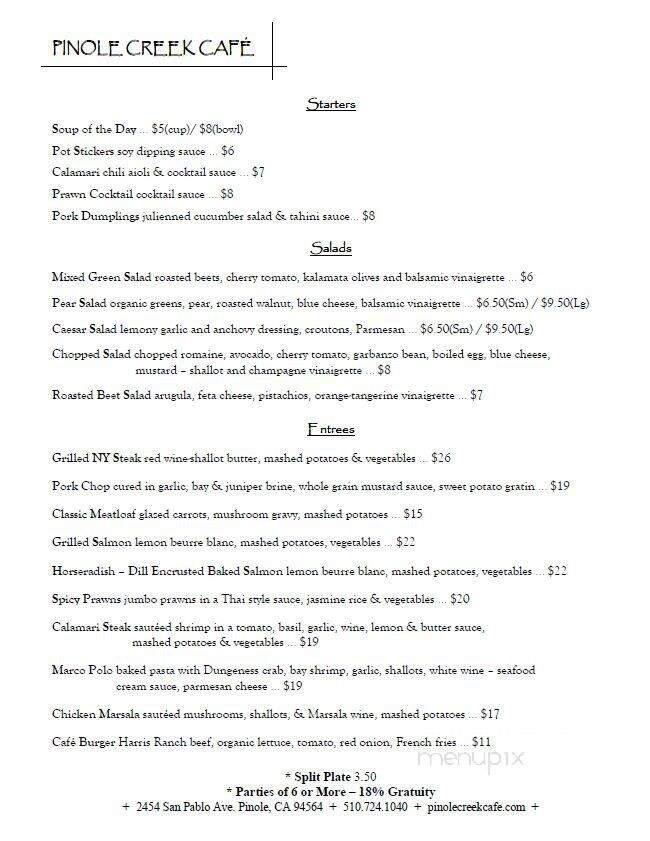 Pinole Creek Cafe - Pinole, CA menu_pic