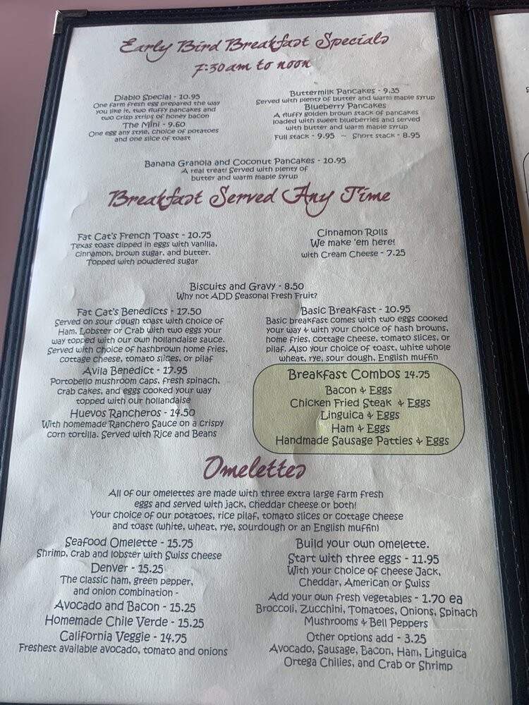 Fat Cats - Avila Beach, CA menu_pic