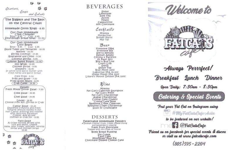 Fat Cats - Avila Beach, CA menu_pic