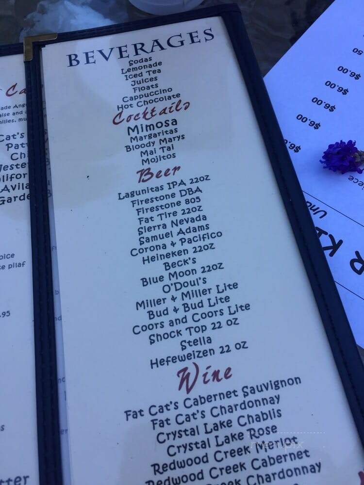 Fat Cats - Avila Beach, CA menu_pic