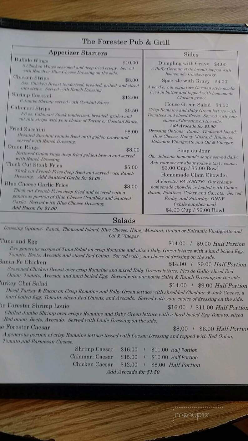 Forester - Camino, CA menu_pic