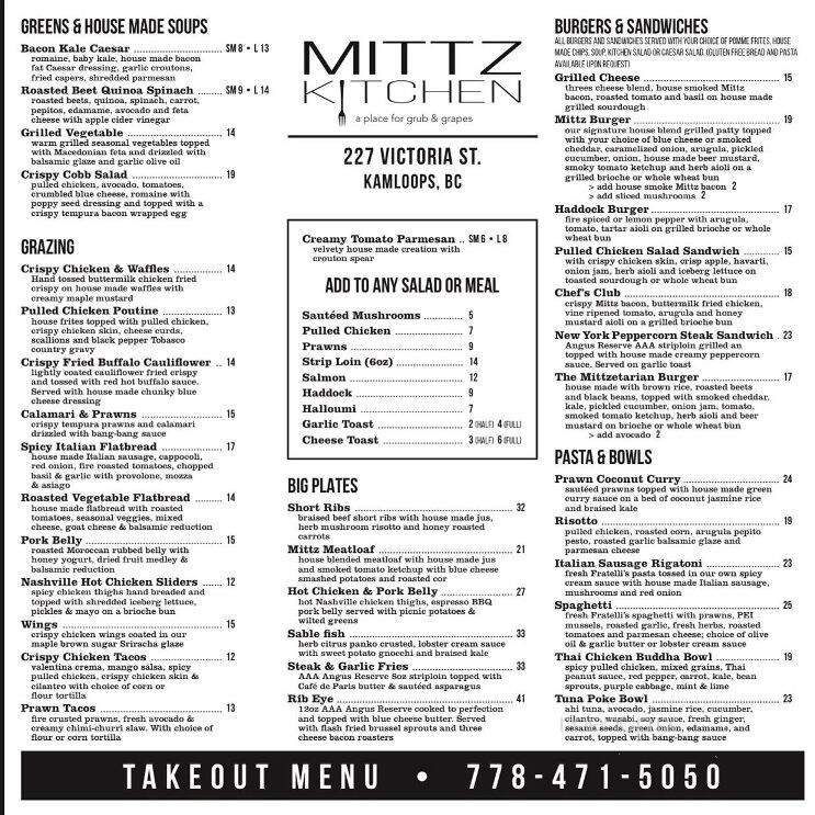 Mittz Kitchen - Kamloops, BC menu_pic