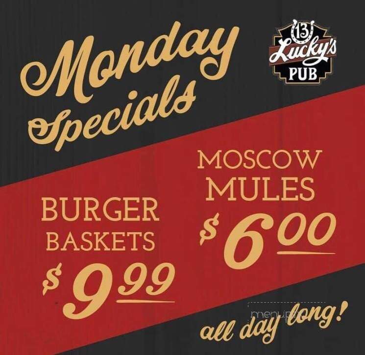 Lucky's 13 Pub - Roseville, MN menu_pic