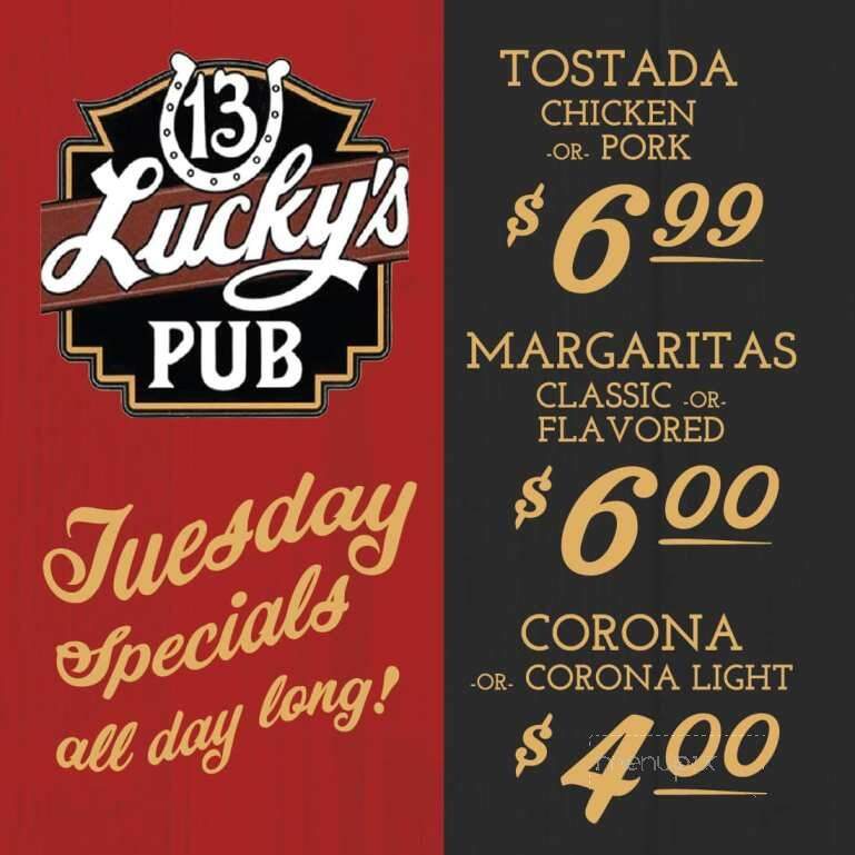 Lucky's 13 Pub - Roseville, MN menu_pic