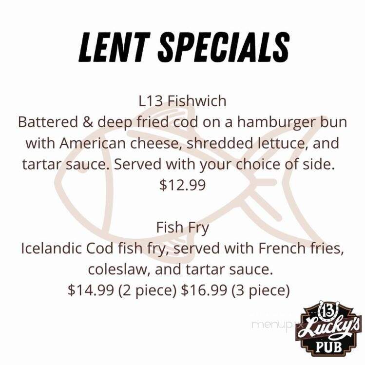 Lucky's 13 Pub - Roseville, MN menu_pic