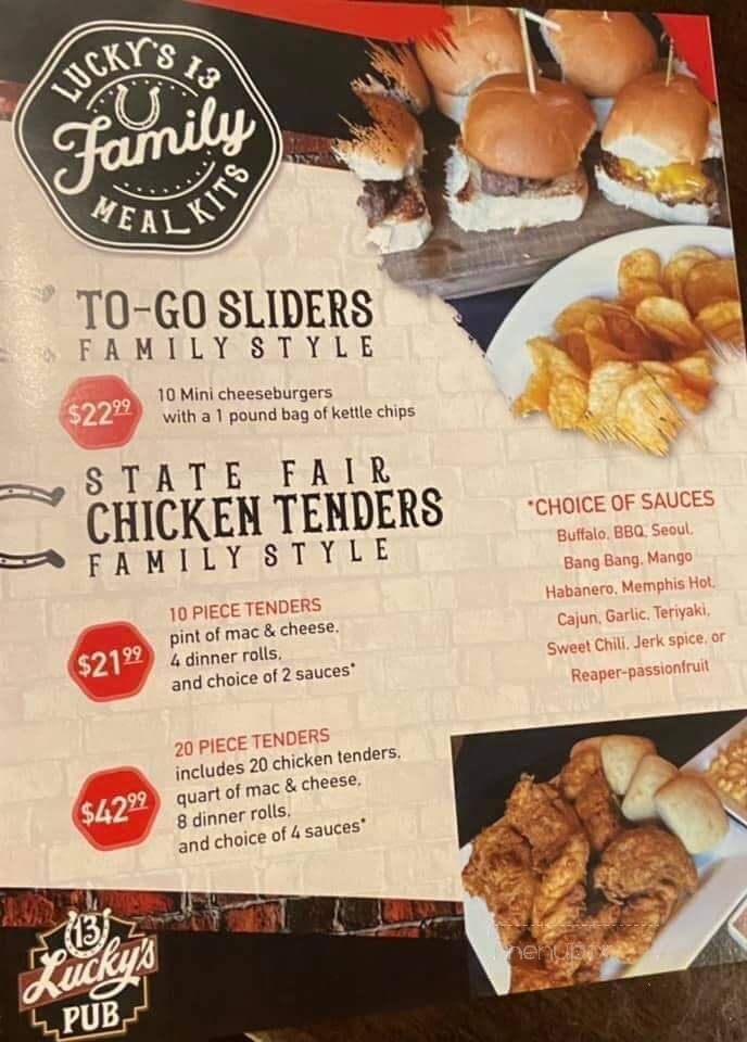 Lucky's 13 Pub - Roseville, MN menu_pic