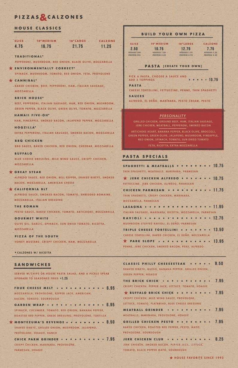 The Brick - Macon, GA menu_pic