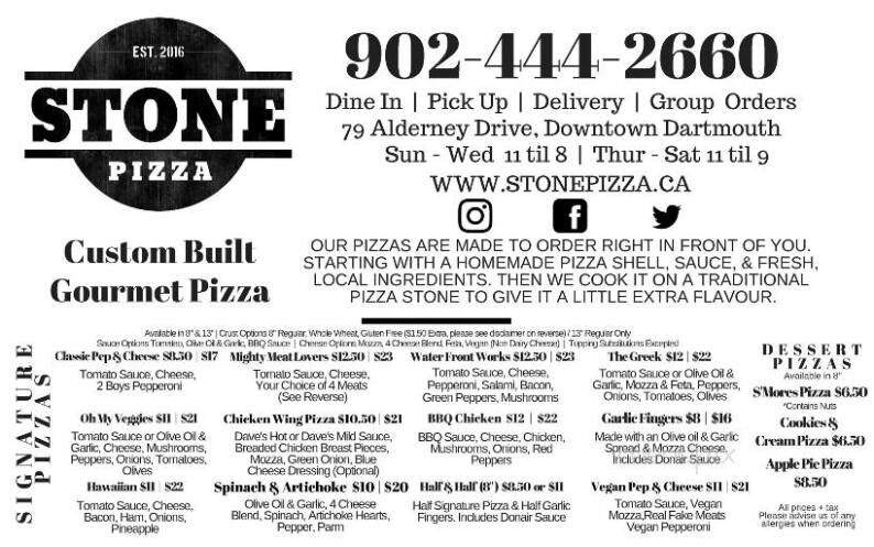 Stone Pizza - Dartmouth, NS menu_pic