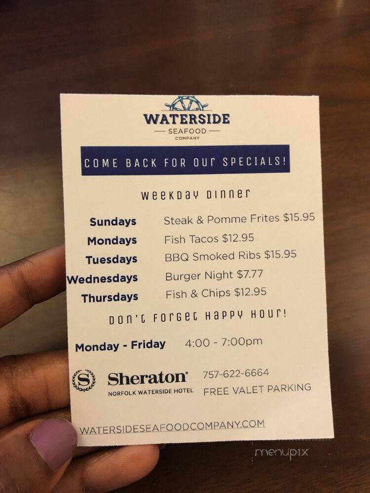 Waterside Seafood Company - Norfolk, VA menu_pic