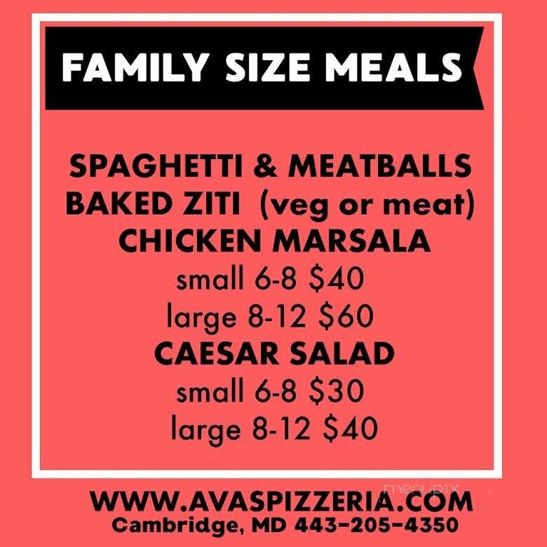 Ava's Pizzeria & Wine Bar - Cambridge, MD menu_pic