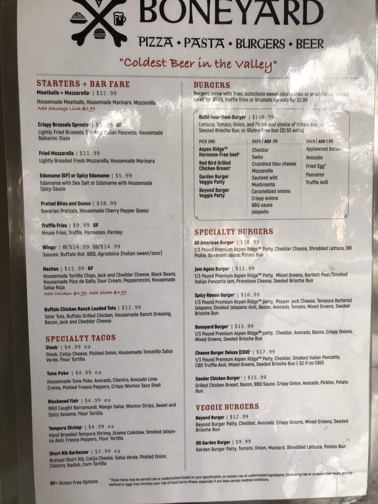 Boneyard - Eagle, CO menu_pic