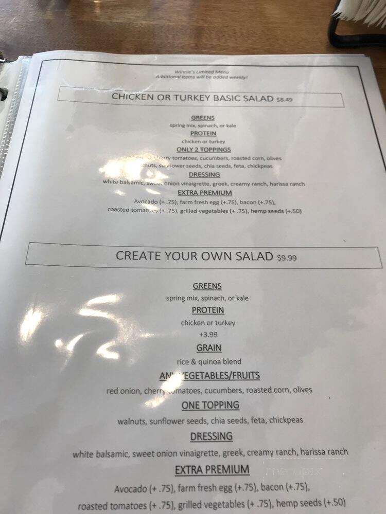 Winnie's - Bridgeport, WV menu_pic