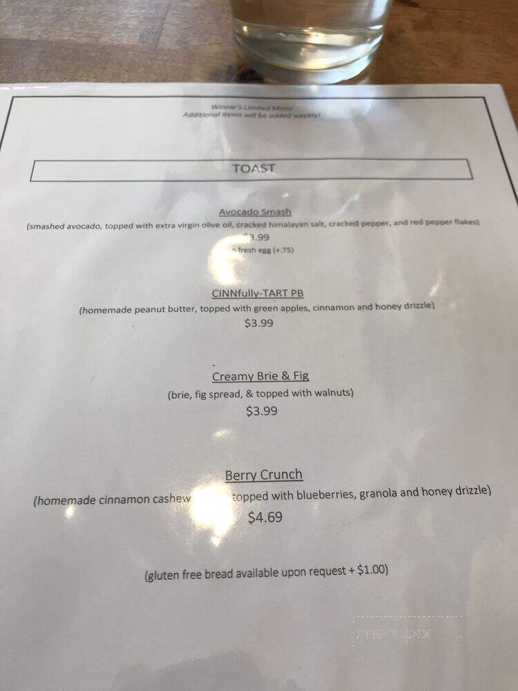Winnie's - Bridgeport, WV menu_pic