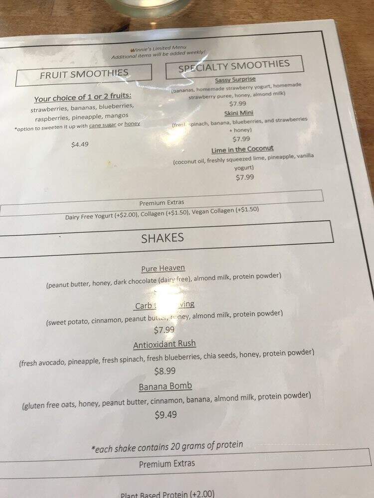 Winnie's - Bridgeport, WV menu_pic