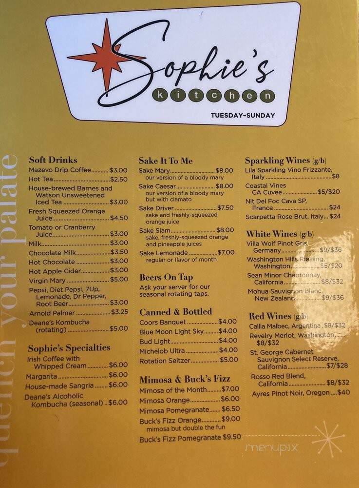 Sophie's Kitchen - Billings, MT menu_pic