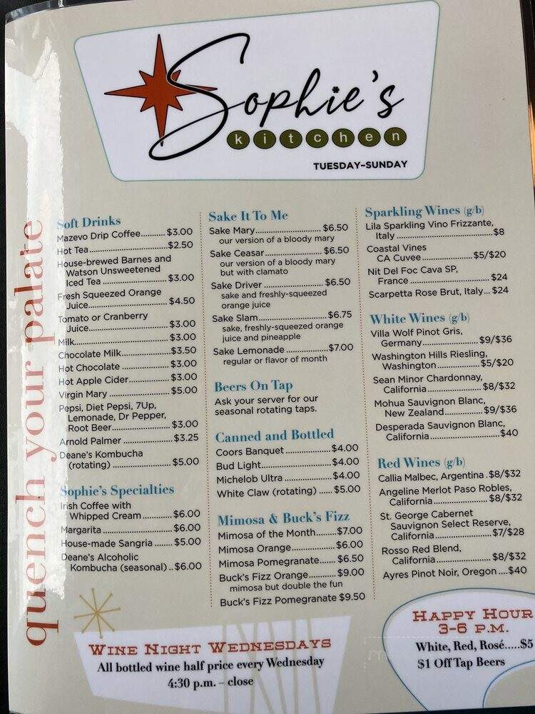 Sophie's Kitchen - Billings, MT menu_pic