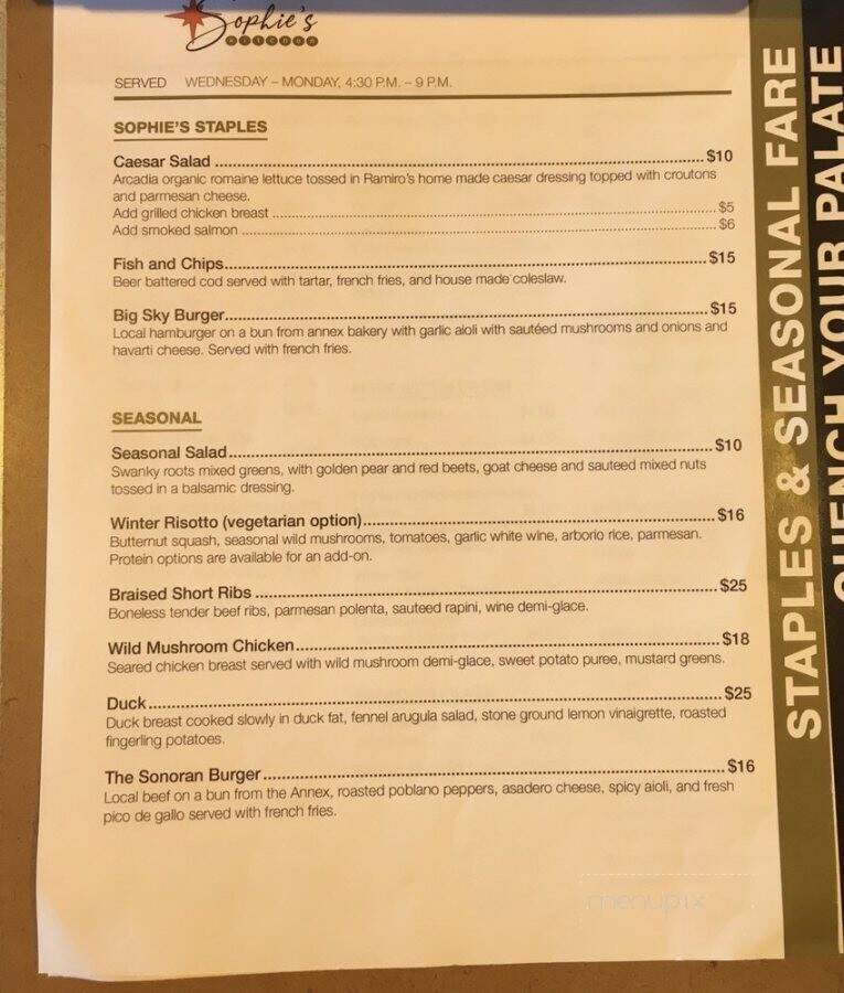 Sophie's Kitchen - Billings, MT menu_pic