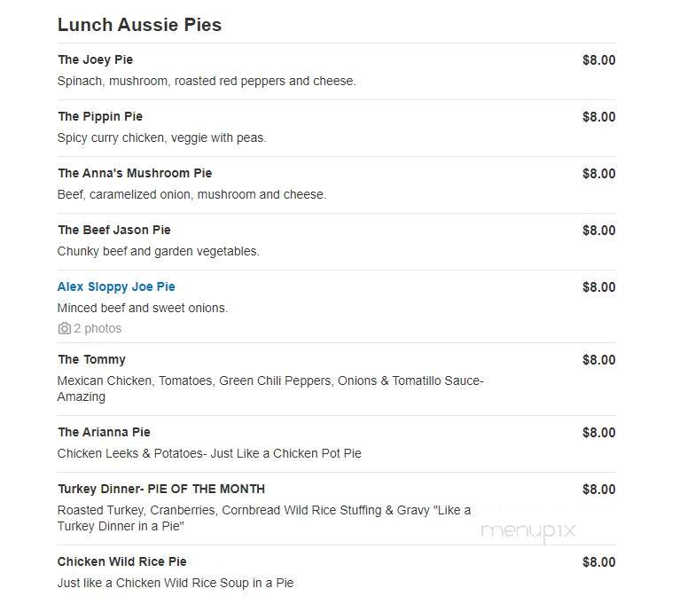 Bub's Aussie Pies - Lake Elmo, MN menu_pic