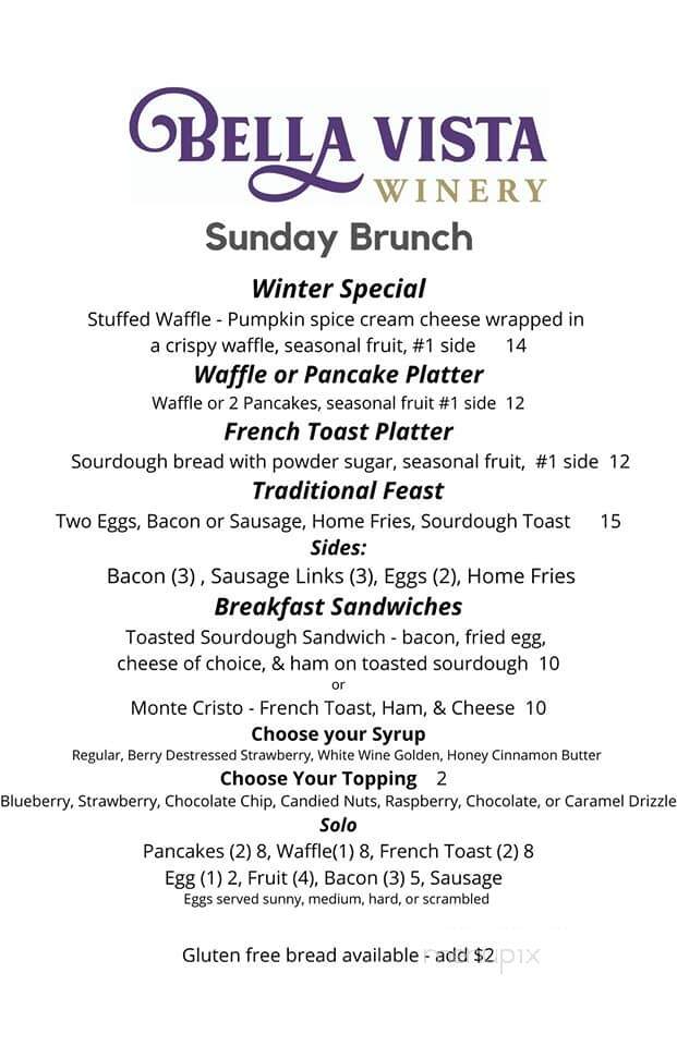 Bella Vista Winery - Maryville, IL menu_pic