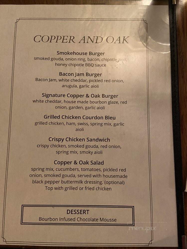 Copper & Oak - Danville, KY menu_pic