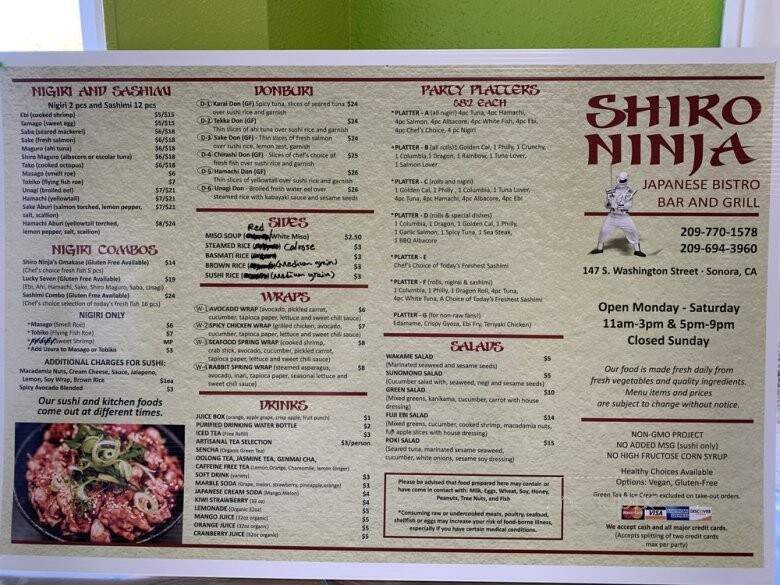 Shiro Ninja Boba Poke Ramen Bar - Angels Camp, CA menu_pic