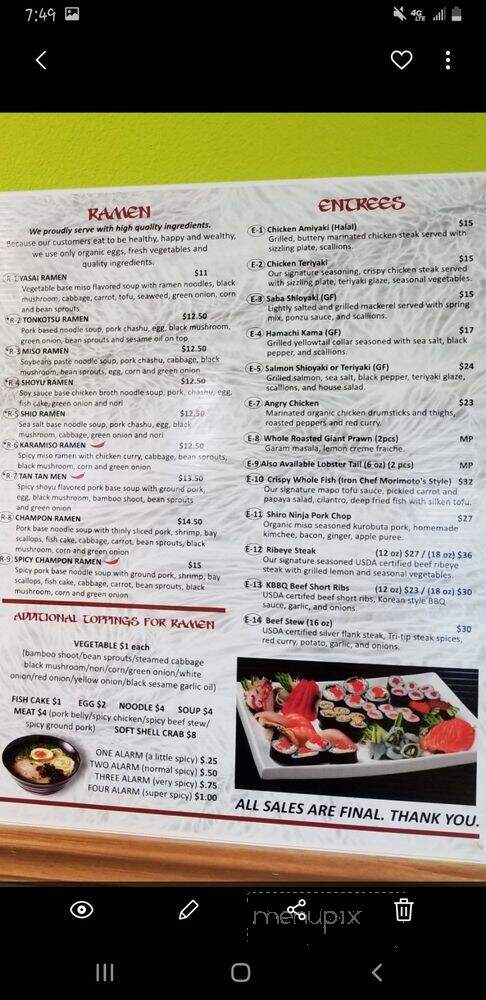 Shiro Ninja Boba Poke Ramen Bar - Angels Camp, CA menu_pic