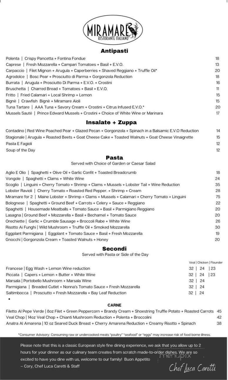 Miramare Ristorante Italiano - Beaufort, SC menu_pic