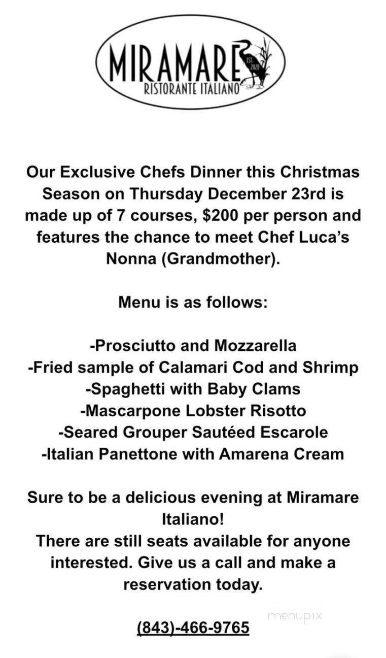 Miramare Ristorante Italiano - Beaufort, SC menu_pic