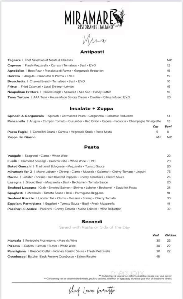 Miramare Ristorante Italiano - Beaufort, SC menu_pic
