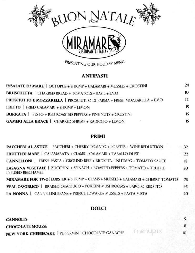 Miramare Ristorante Italiano - Beaufort, SC menu_pic