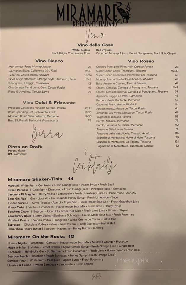 Miramare Ristorante Italiano - Beaufort, SC menu_pic
