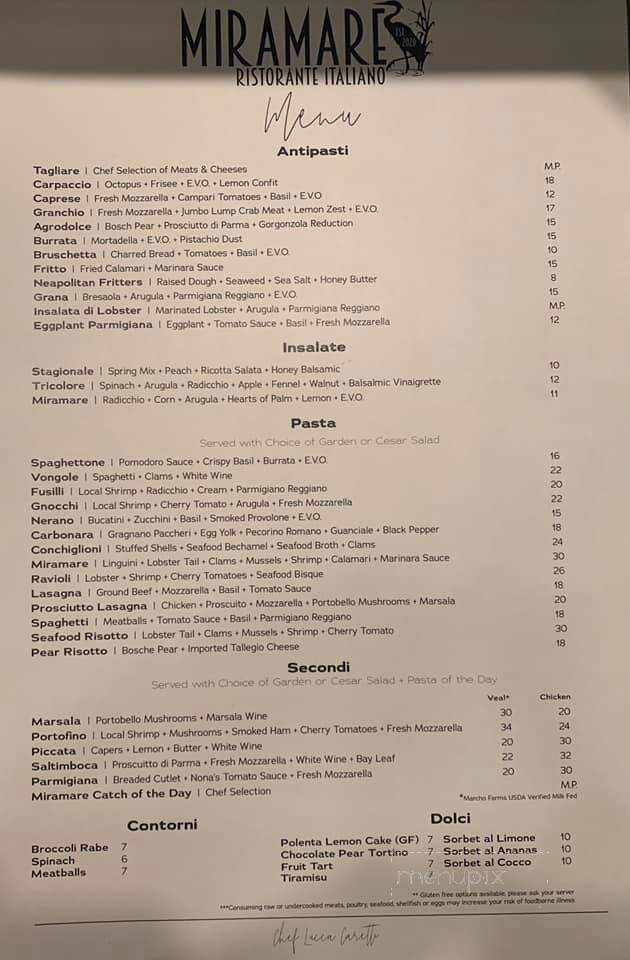 Miramare Ristorante Italiano - Beaufort, SC menu_pic