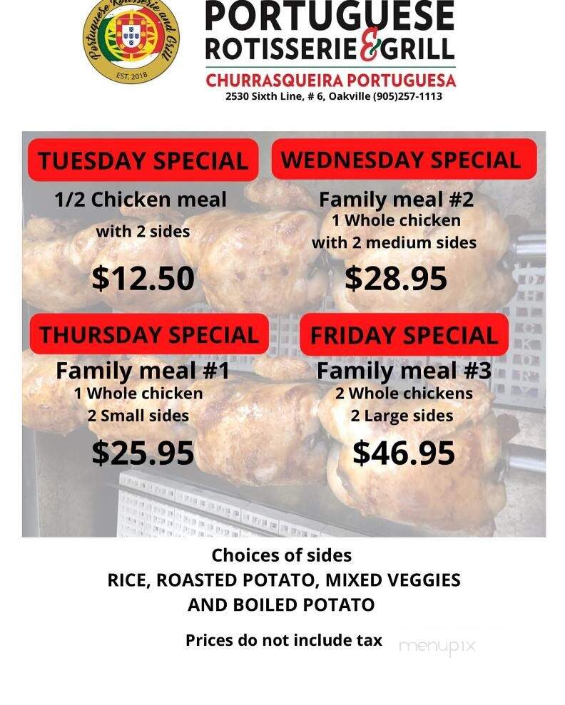 Portuguese Rotisserie and Grill - Oakville, ON menu_pic