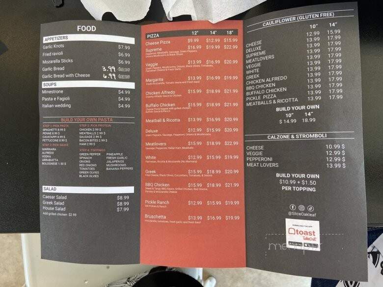 Slice Oakleaf - Jacksonville, FL menu_pic