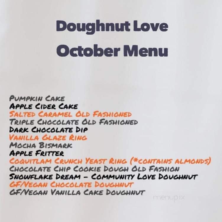 Doughnut Love - Coquitlam, BC menu_pic