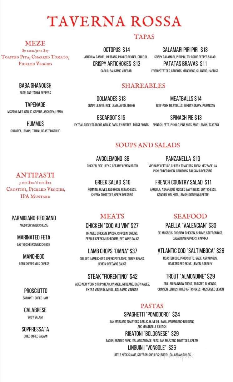 Taverna Rossa - Saugatuck, MI menu_pic