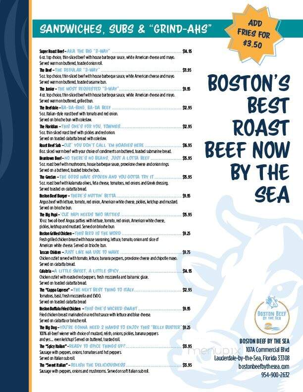 Boston Beef By the Sea - Lauderdale-by-the-Sea, FL menu_pic